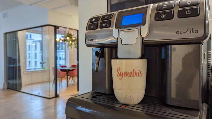Coffee machine at Symetris' office in Montreal