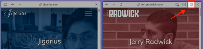 Screenshot of vertically split tabs in Arc Browser