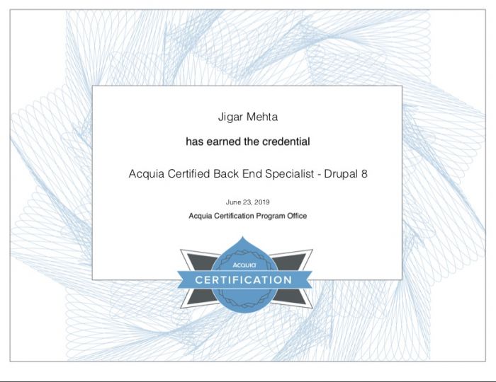 Drupal 8 Back End Specialist Certificate