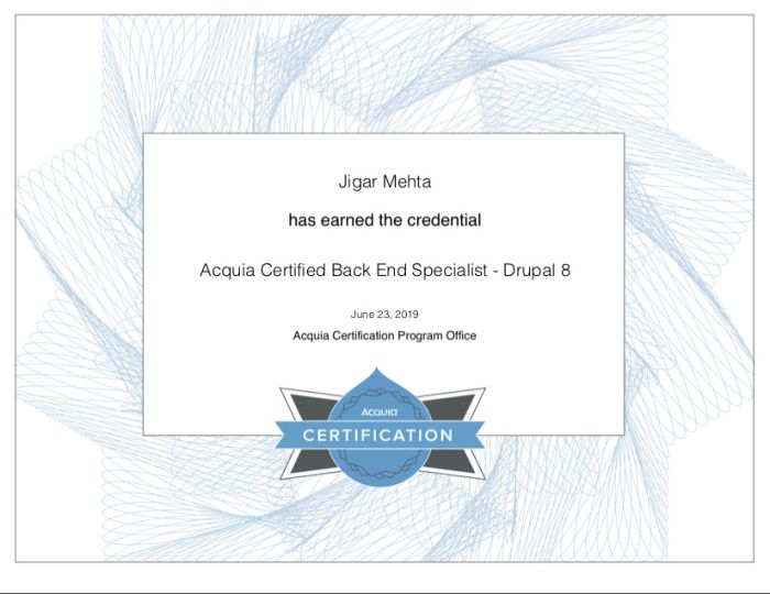 Drupal 8 Back End Specialist Certificate