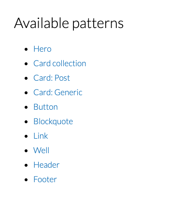 Screenshot of a list of UI Patterns from jigarius.com